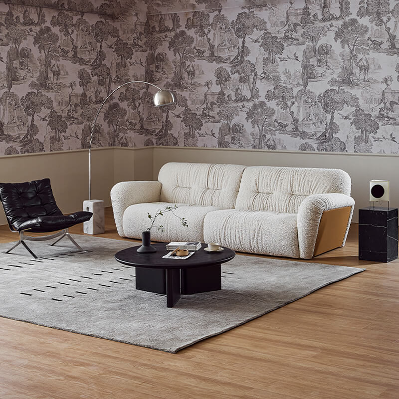 Cannoli Sectional Modern Leather and Fabric Cozy Sofa