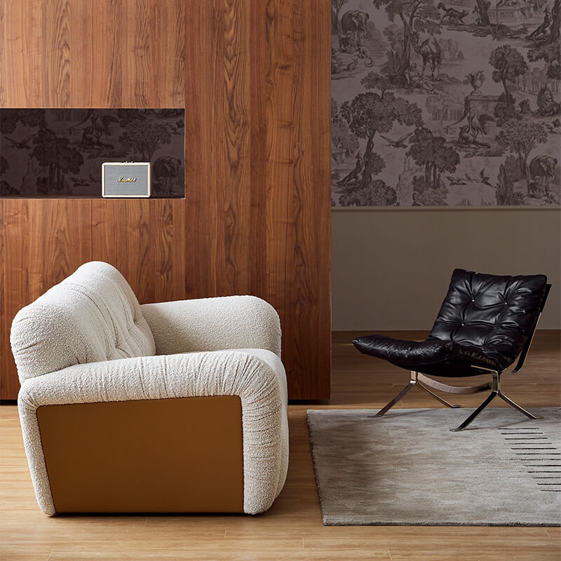 Cannoli Sectional Modern Leather and Fabric Cozy Sofa