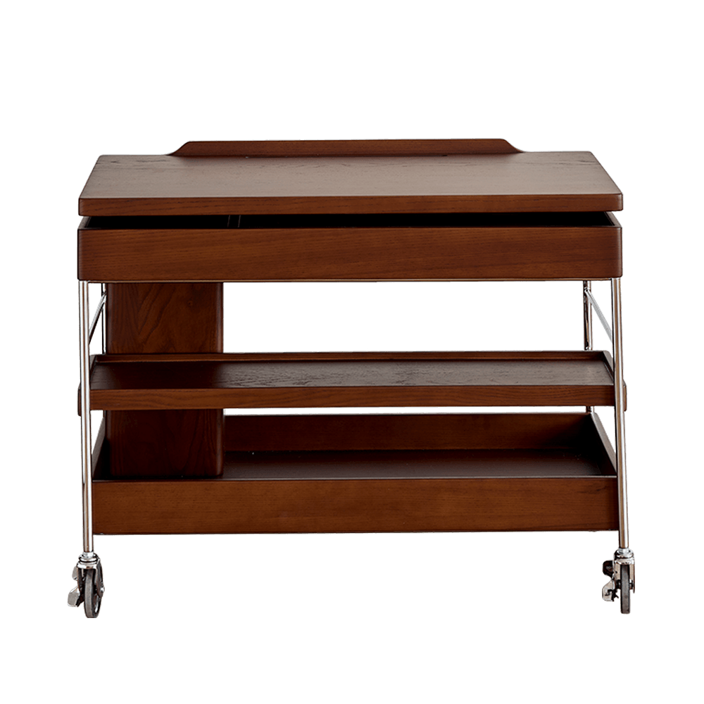 Cloud Elegance Trolley 3 tier rolling cart coffee brown ash wood side table