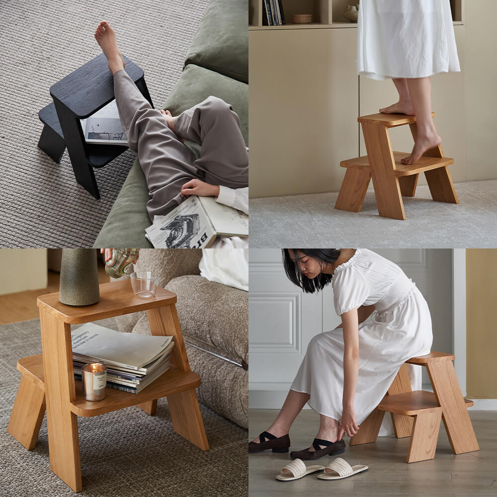 multi-functional wooden step stool
