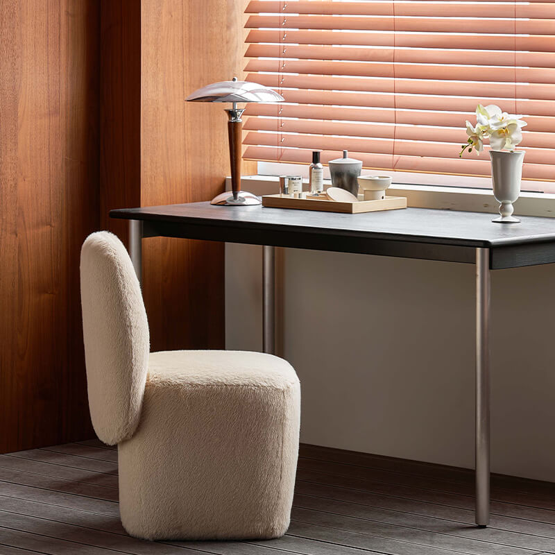 Light Khaki Vanity Chair With back