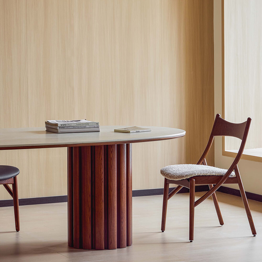 pocky oval travertine dining table