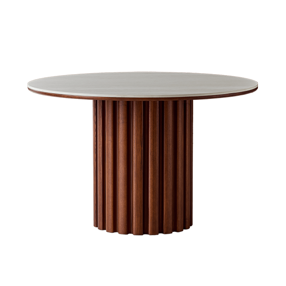 pocky round travertine dining table
