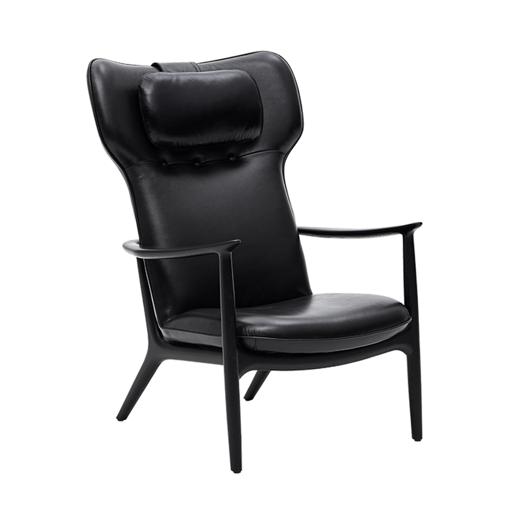Qiyan Lounge Chair Real Leather Weimar-01 Black Base Frame