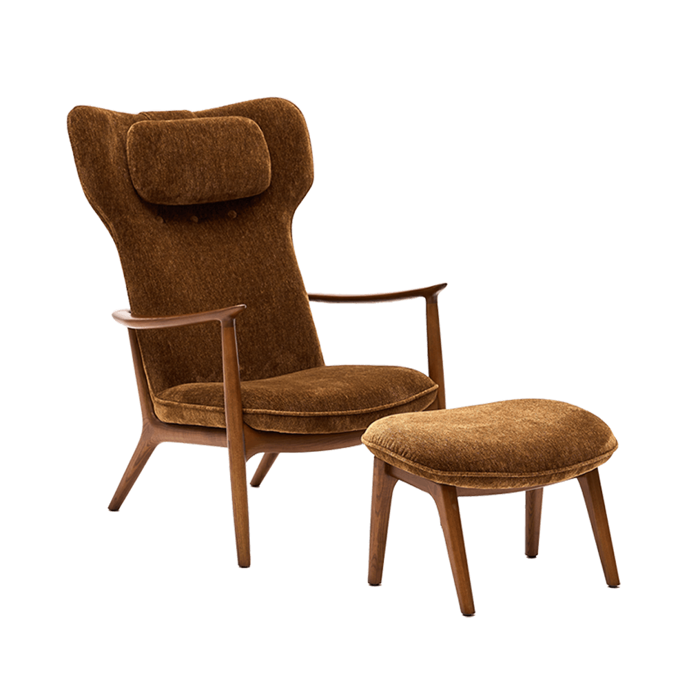 Qiyan Lounge Chair with Footrest Lush-440 Coffee Brown Base Frame