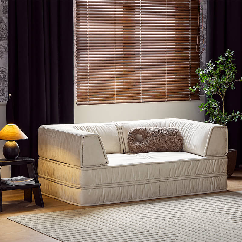 White Custom Modular Floor Sofa Bed