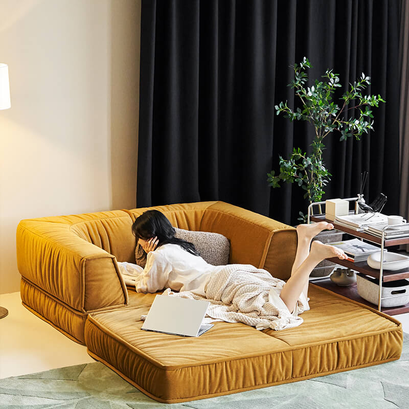 Yellow Custom Modular Floor Sofa Bed