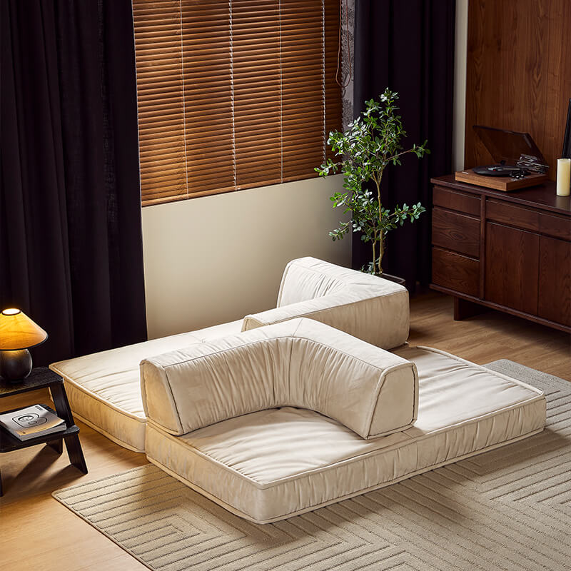 White Custom Modular Floor Sofa Bed