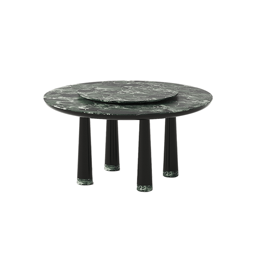Elephant Round Green Marble Dining Table with Lazy Susan