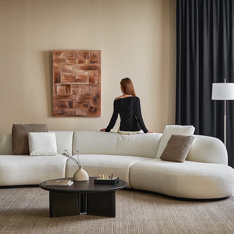 Grin Curved Leather Sofa