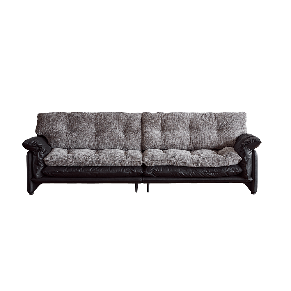 Sandwich Leather Tufted Sofa with Removable Cushions
