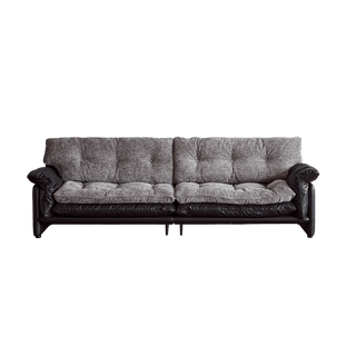Sandwich Leather Tufted Sofa with Removable Cushions