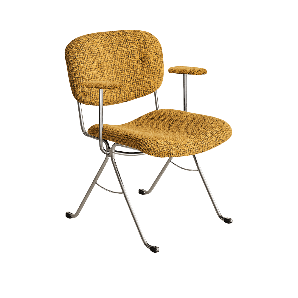 modern yellow fabric dining chair bauhaus style