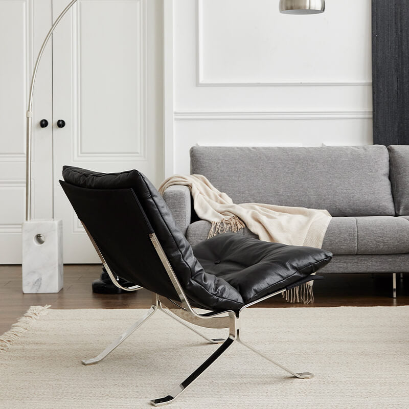 Omelette black leather lounge chair for livingroom