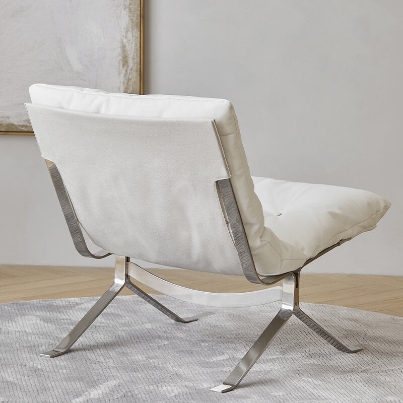 Omelette white leather lounge chair