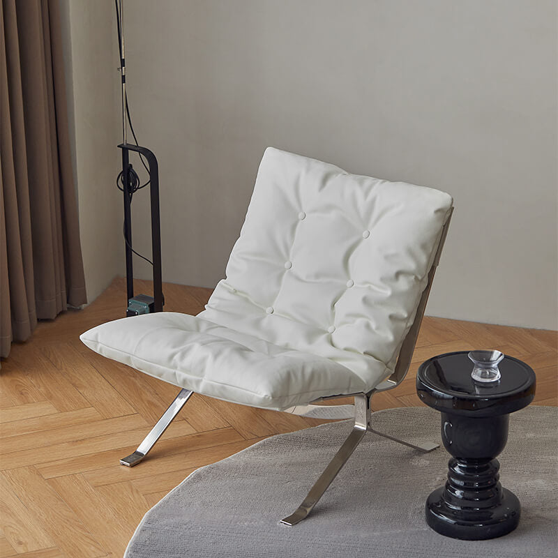 Omelette white leather lounge chair