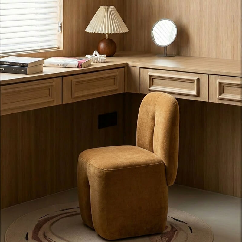 camel Vanity Chair With back