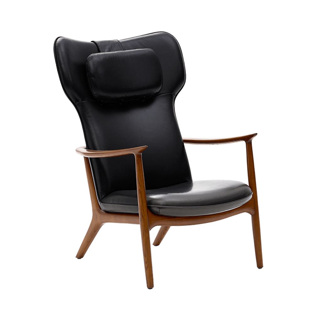 Qiyan Lounge Chair Real Leather Weimar-01 Coffee Brown Base Frame