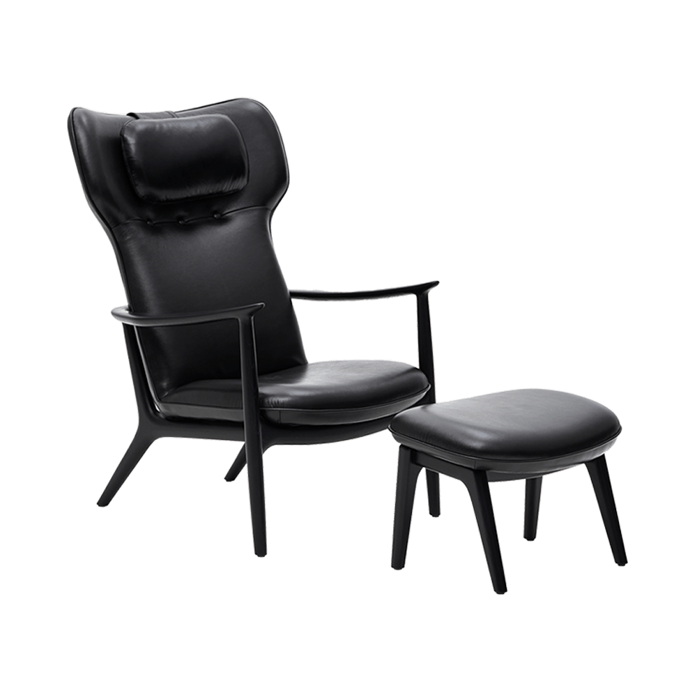 Qiyan Lounge Chair with Footrest Weimar-01  Black Base Frame