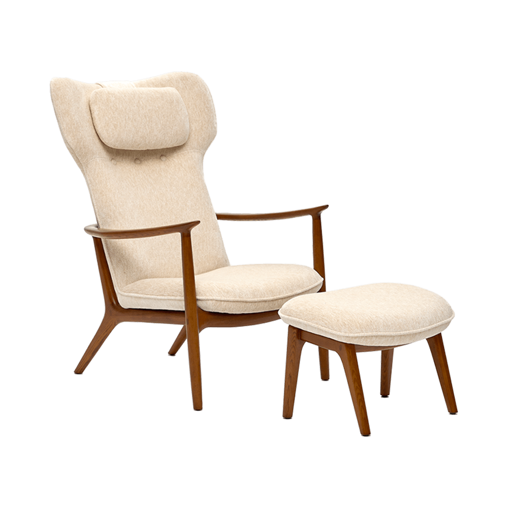 Qiyan Lounge Chair with Footrest Lush-110 Coffee Brown Base Frame