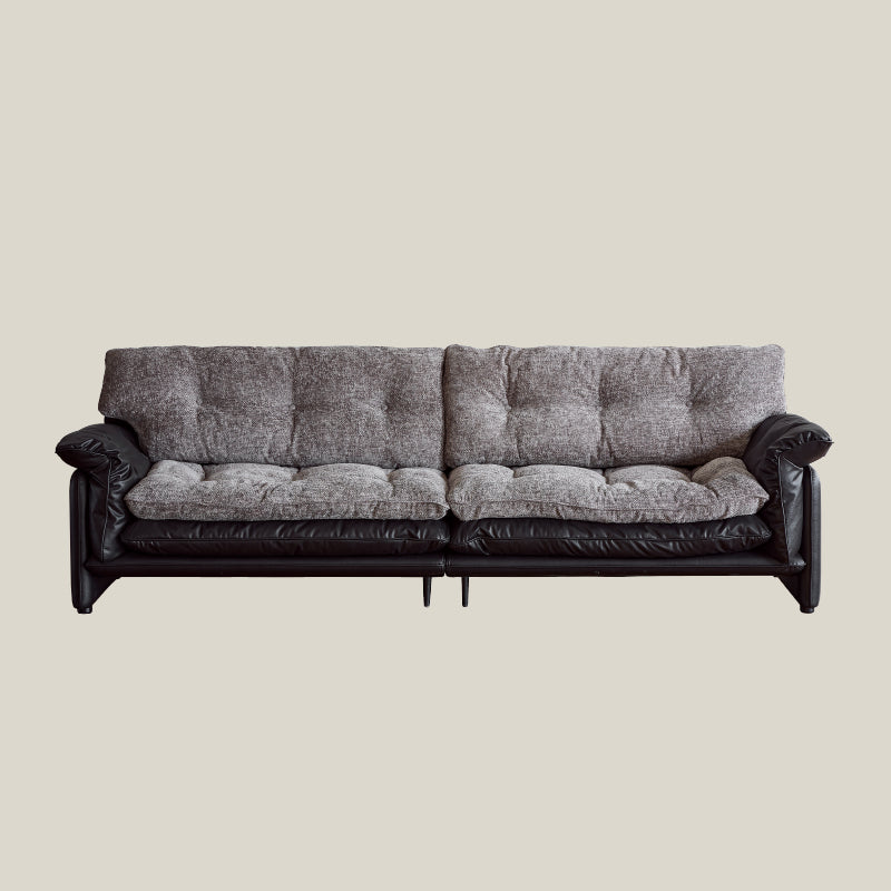 Sandwich Leather Tufted Sofa with Removable Cushions