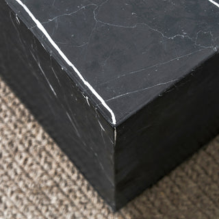 Table basse / support Sugar Cubes - Marbre noir et blanc - 300*300mm