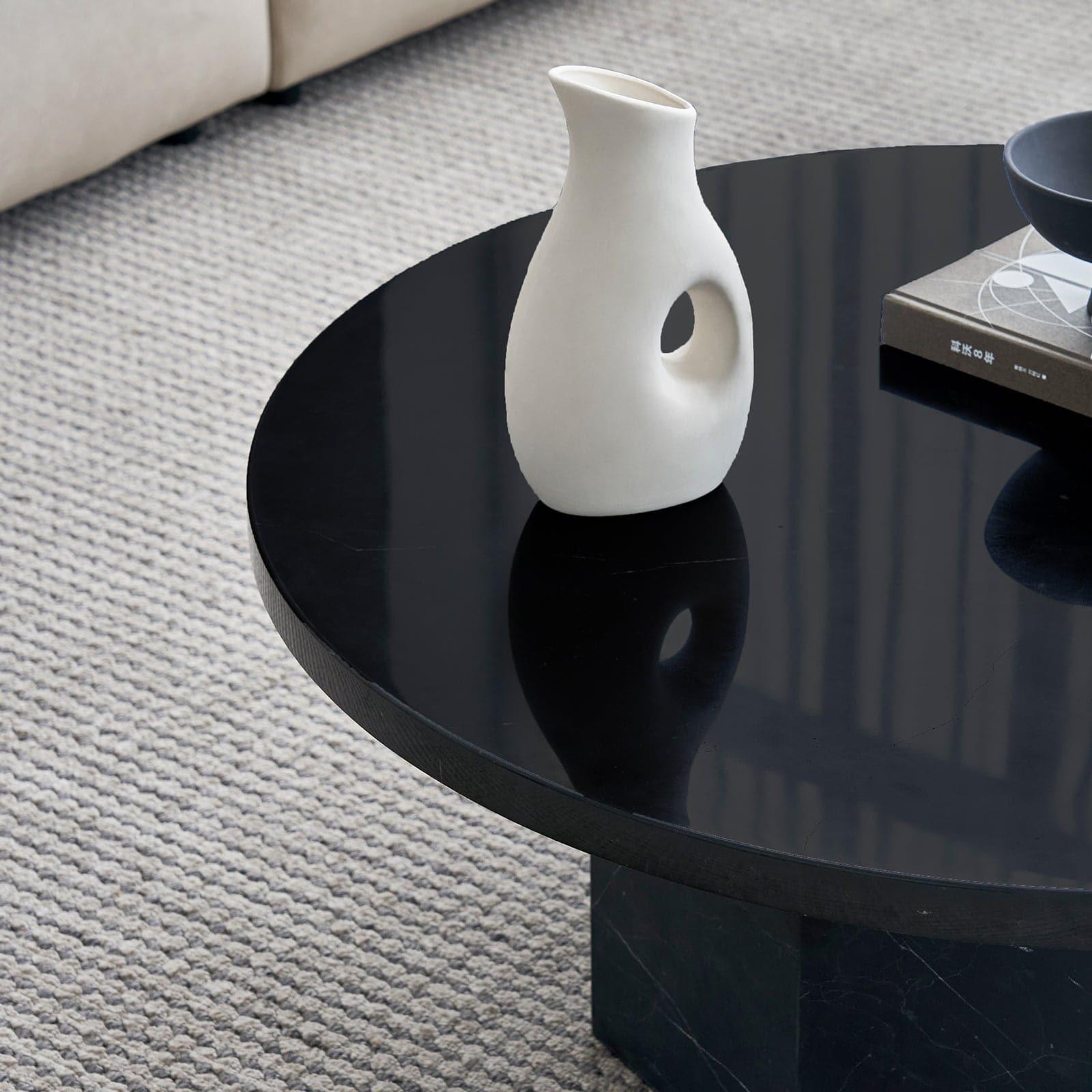 Sugar Cubes Coffee Table / Round - Black-And-White Marble - φ600mm - grado