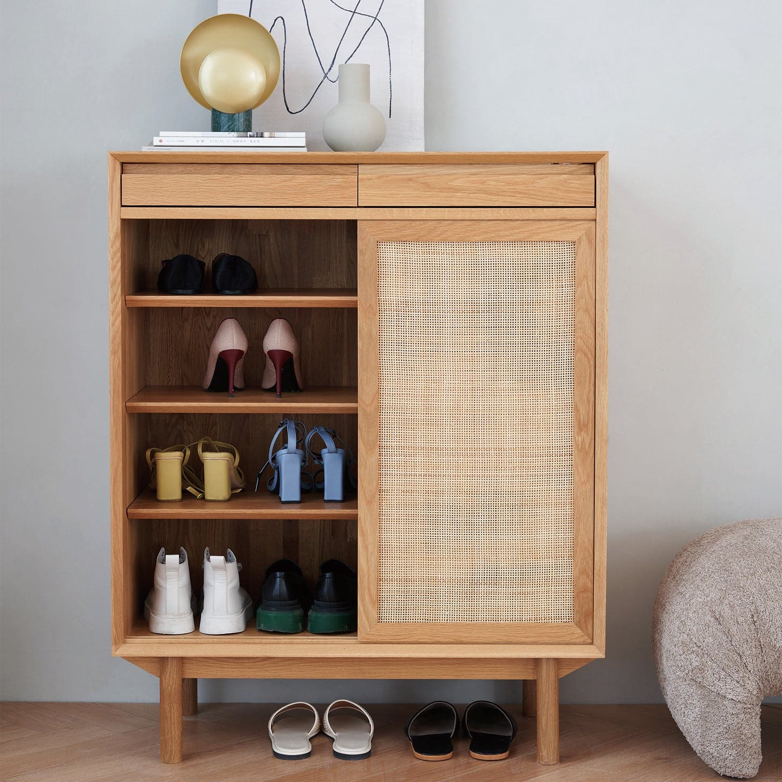 Torii Sideboard / Woven Rattan Doors & Glass Top - grado