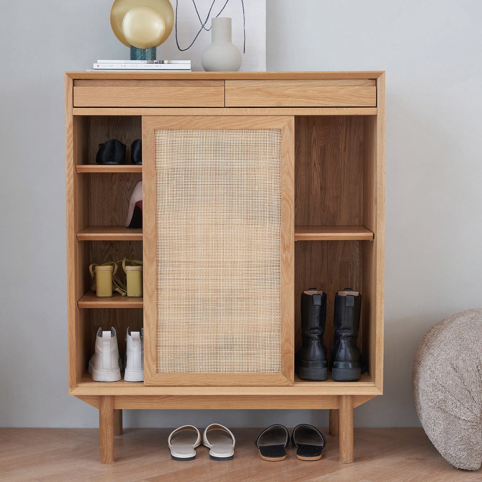 Torii Sideboard / Woven Rattan Doors & Glass Top - grado