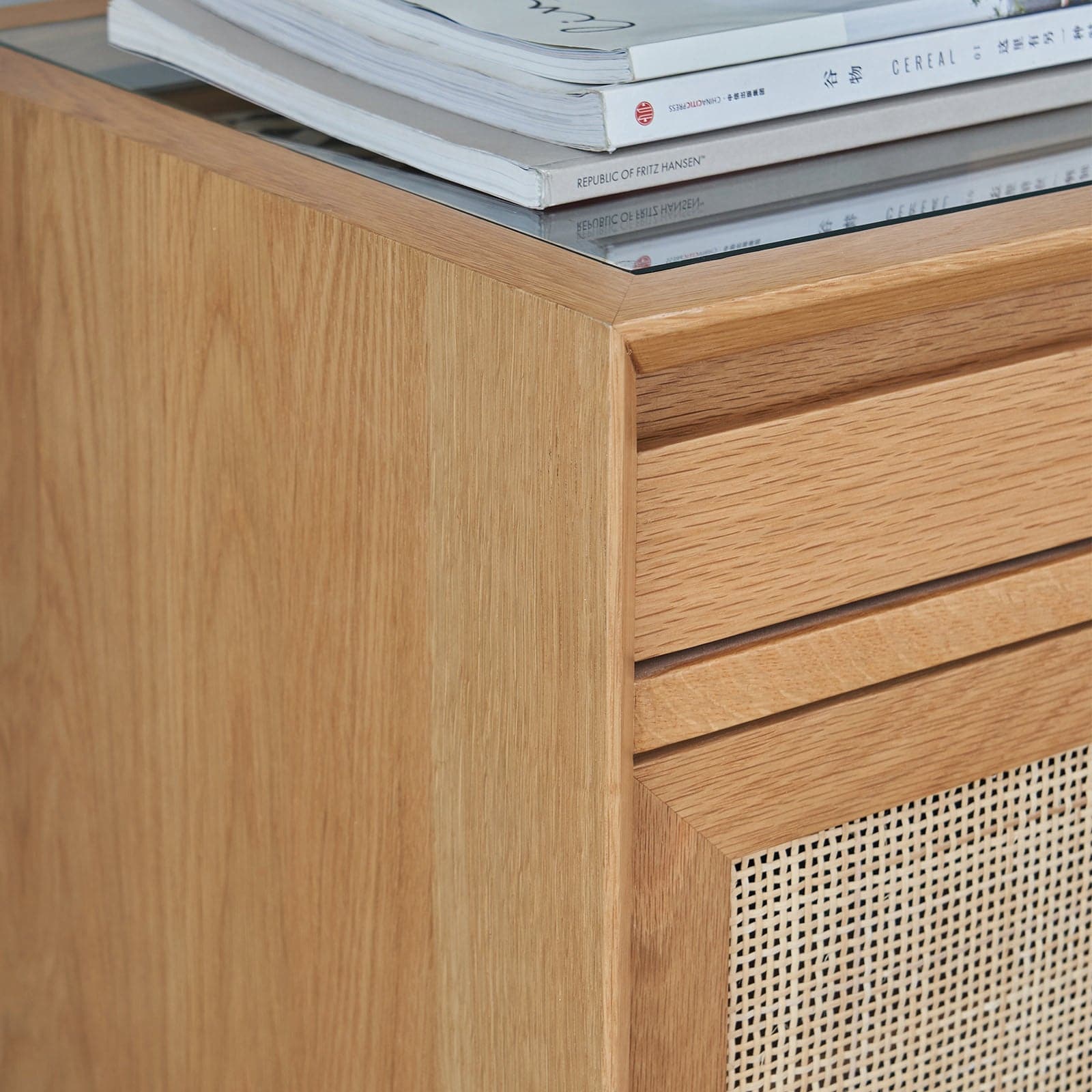 Torii Sideboard / Woven Rattan Doors & Glass Top - grado