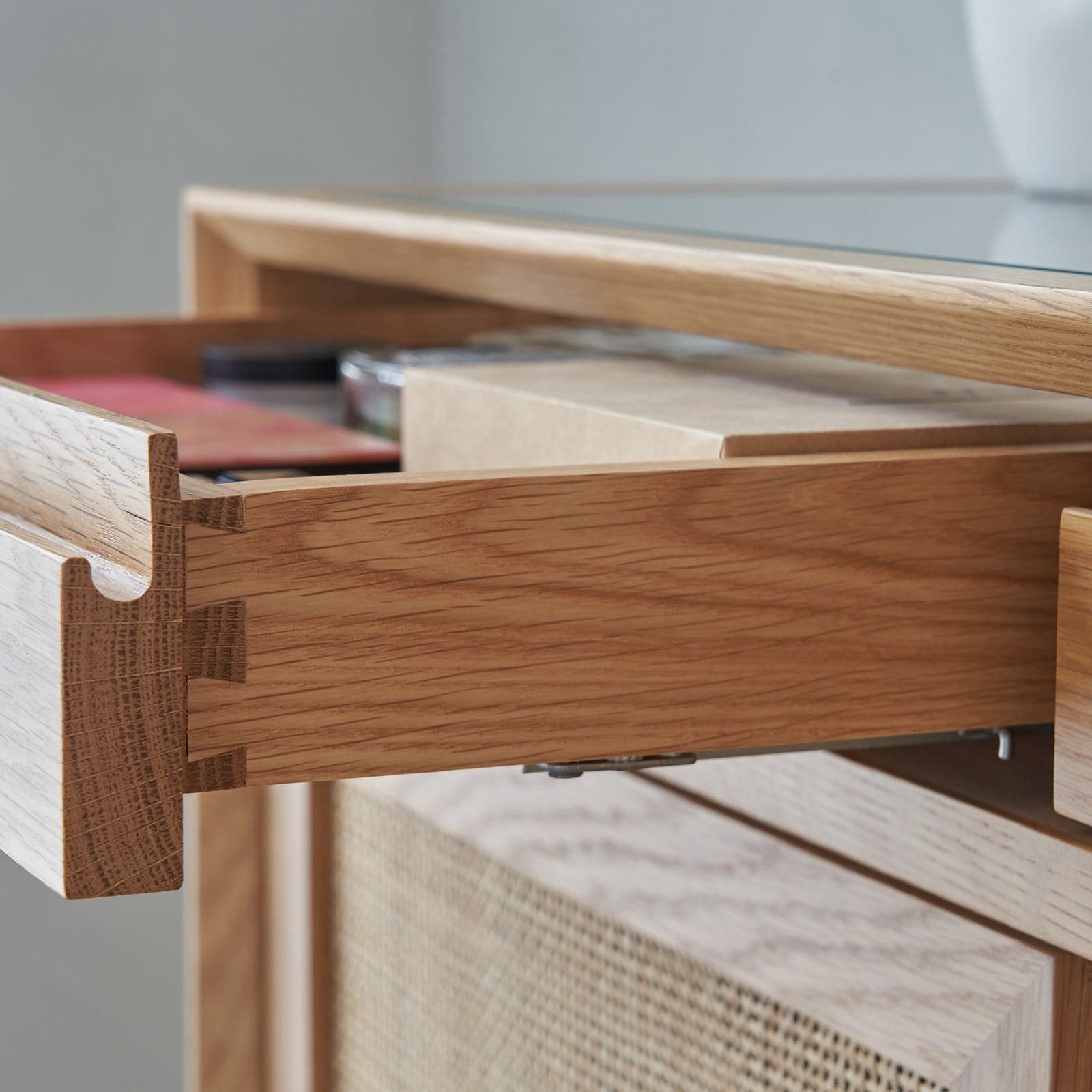 Torii Sideboard / Woven Rattan Doors & Glass Top - grado
