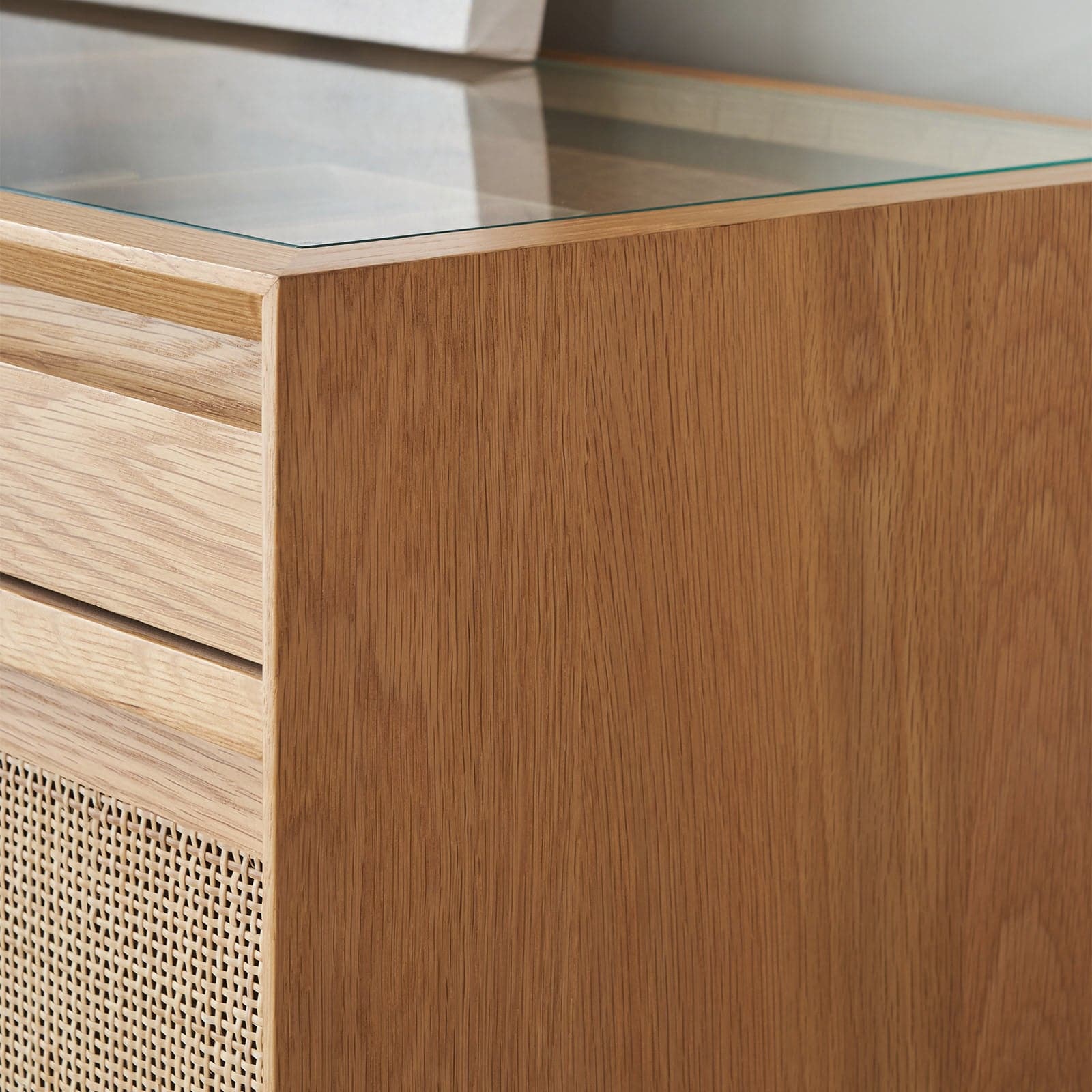 Torii Sideboard / Woven Rattan Doors & Glass Top - grado